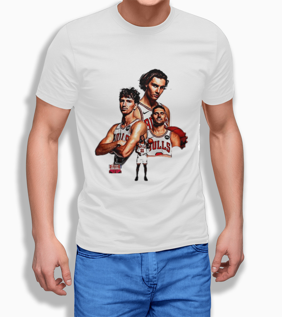 Classic Chicago Bulls NBA 2025 Season Opener Players Montage T-Shirt