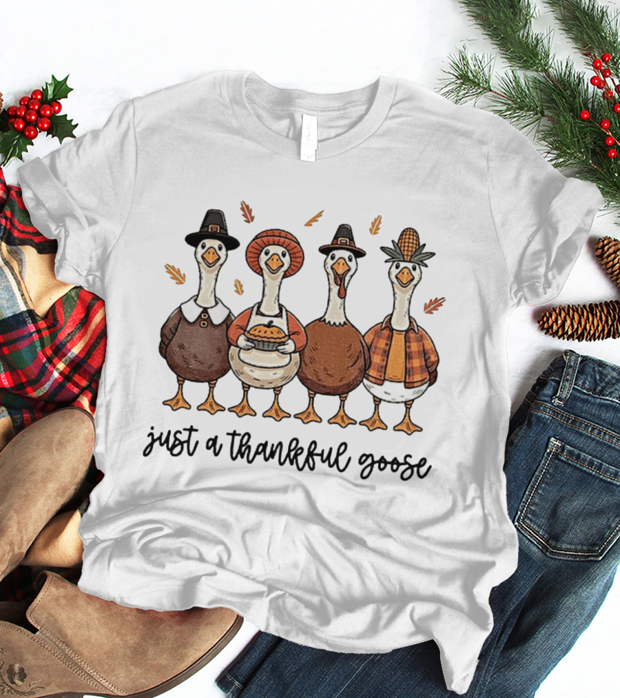 Thankful Goose Thanksgiving Characters 2025 T-Shirt