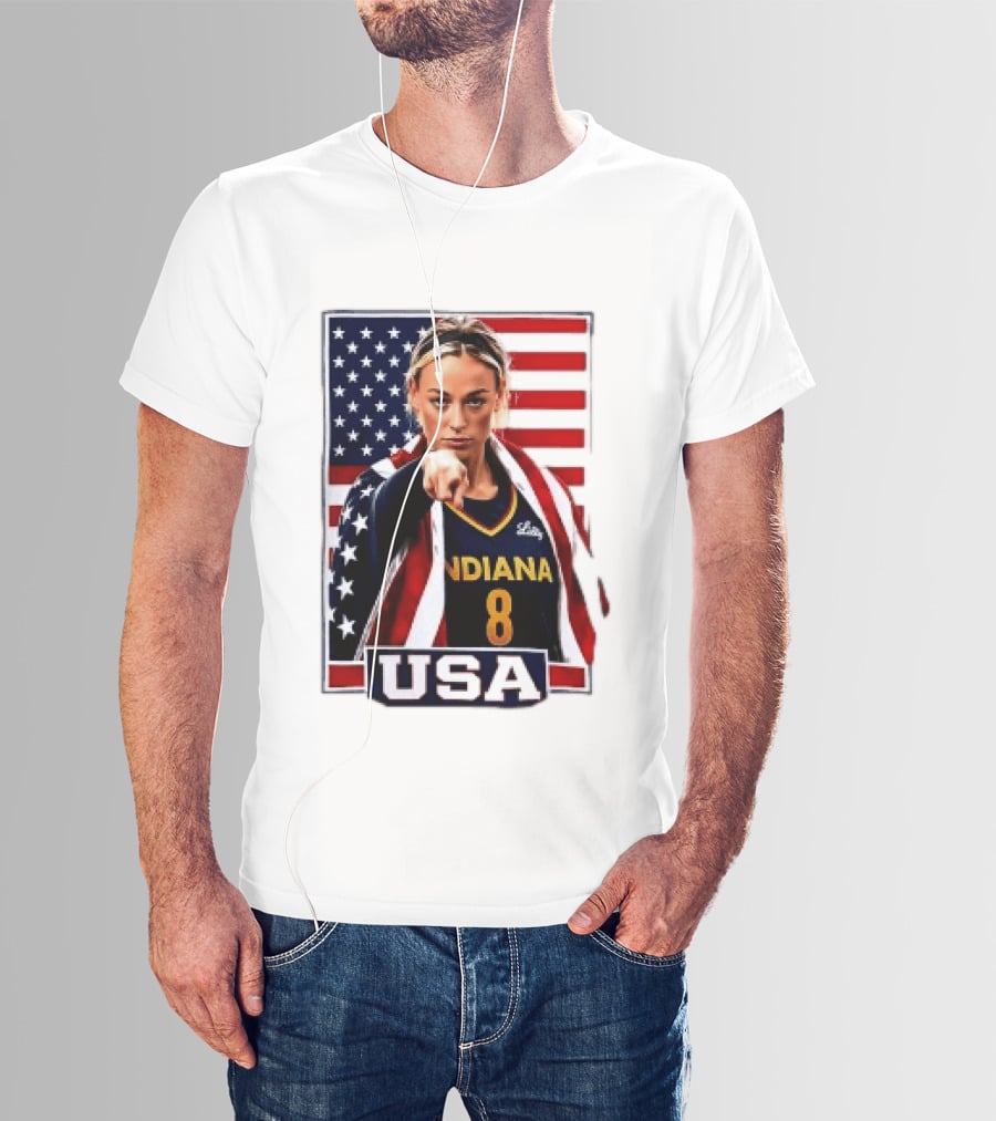 Indiana Fever WNBA Player Pointing American Flag USA Basketball Sports T-Shirt