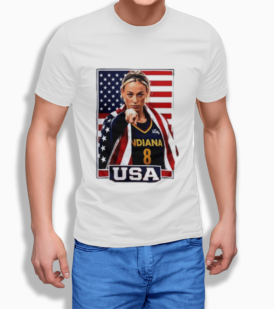 Indiana Fever WNBA Player Pointing American Flag USA Basketball Sports T-Shirt