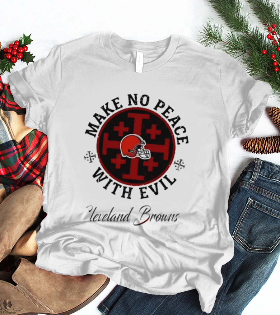 Cleveland Browns Make No Peace With Evil Red Cross Helmet T-Shirt