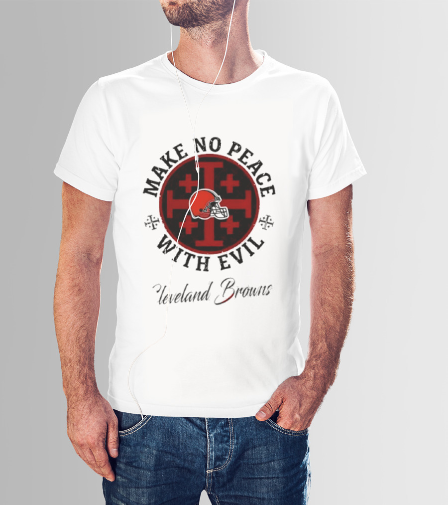 Cleveland Browns Make No Peace With Evil Red Cross Helmet T-Shirt