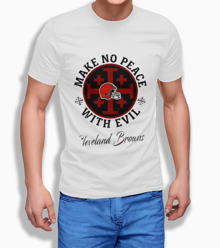 Cleveland Browns Make No Peace With Evil Red Cross Helmet T-Shirt