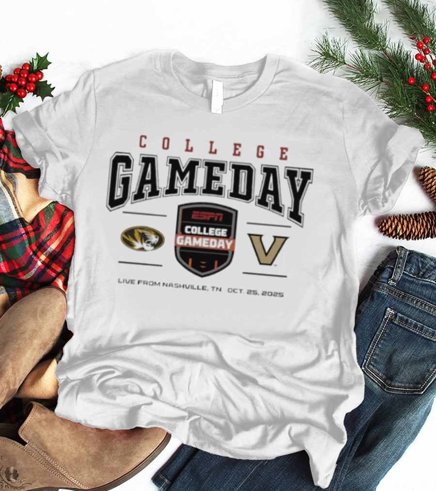 College Gameday 2025 Missouri Vs Vanderbilt Live From Nashville Oct 25 2025 T-Shirt