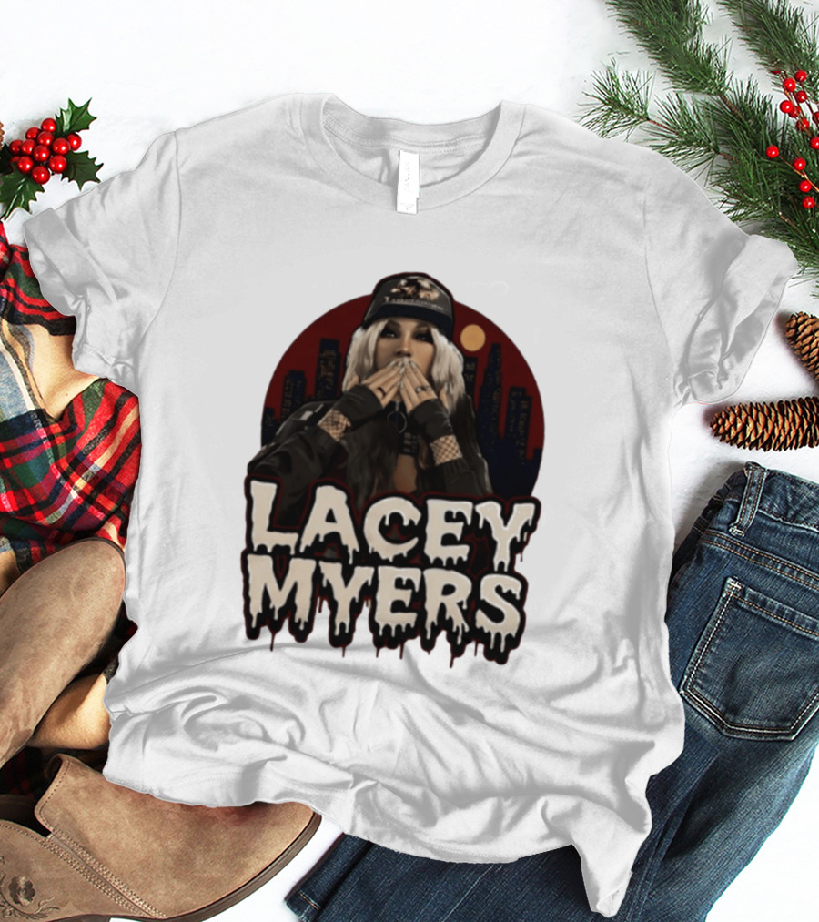 Lacey Myers City Skyline Red Moon Horror T-Shirt