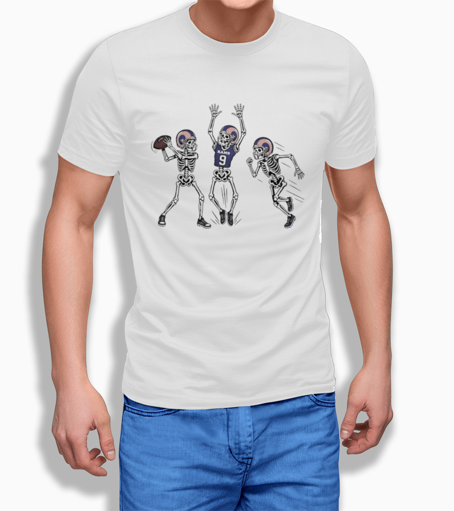 Los Angeles Rams Matthew Stafford 9 Skeleton Football Players T-Shirt