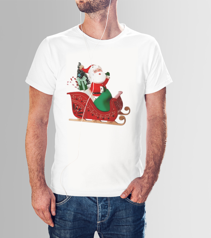 Santa Showtoppers Mini Tree Hallmark White Sleigh Christmas Scene T-Shirt
