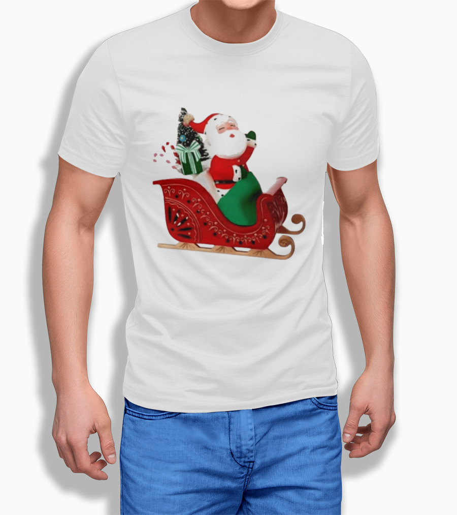 Santa Showtoppers Mini Tree Hallmark White Sleigh Christmas Scene T-Shirt
