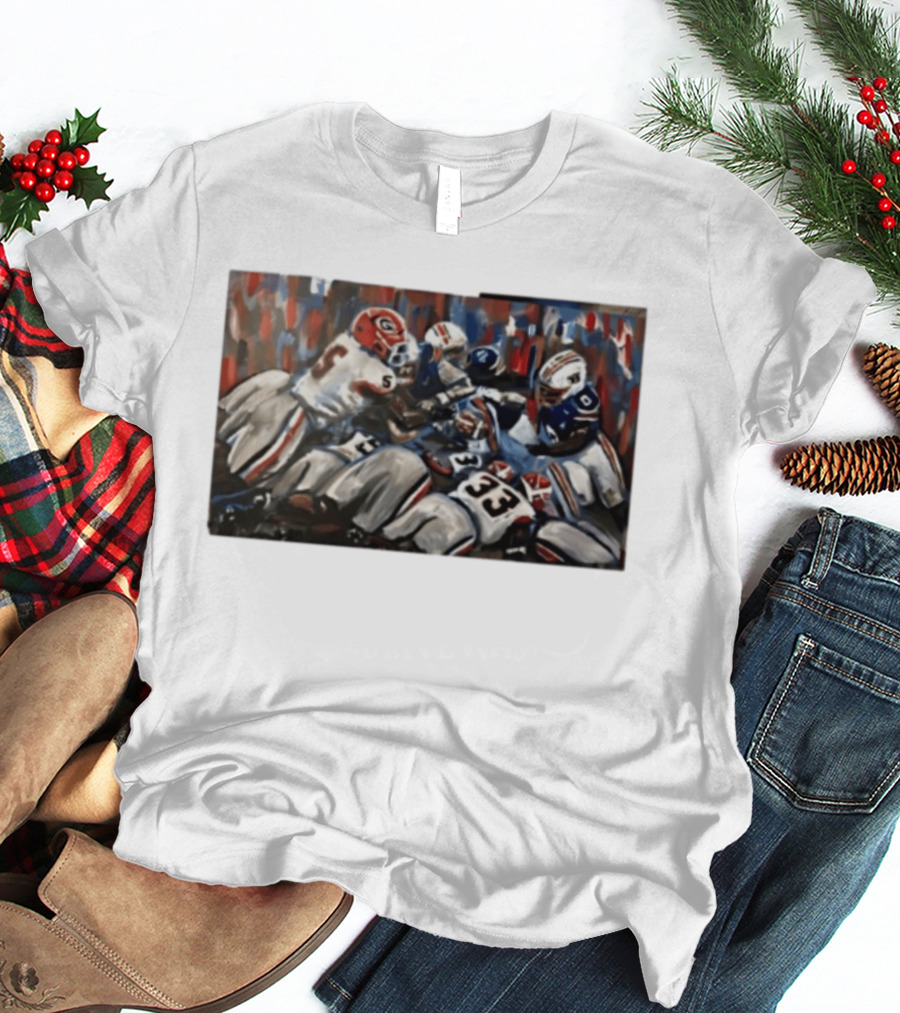 Georgia Bulldogs Auburn Tigers College Football Rivalry Game Day Action T-Shirt