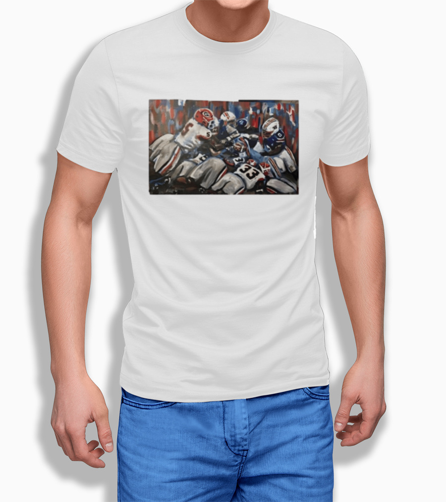 Georgia Bulldogs Auburn Tigers College Football Rivalry Game Day Action T-Shirt