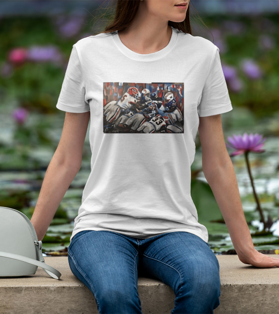 Georgia Bulldogs Auburn Tigers College Football Rivalry Game Day Action T-Shirt