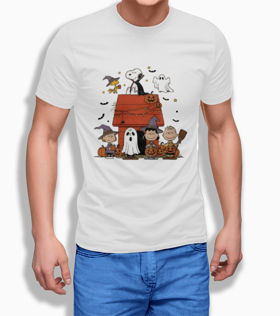 Snoopy Halloween Woodstock Ghost Pumpkins Charlie Brown Lucy 2025 T-Shirt