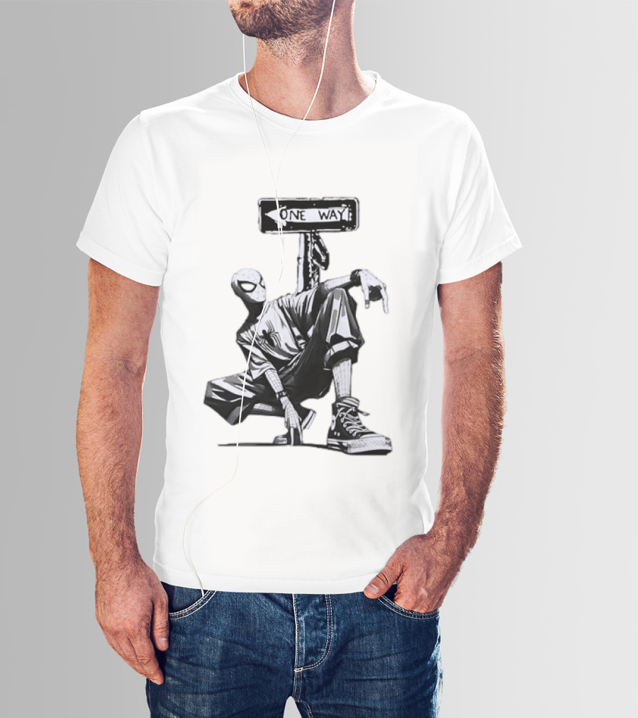 Spider Man One Way Street Pose Marvel Super Hero Converse Sneakers T-Shirt