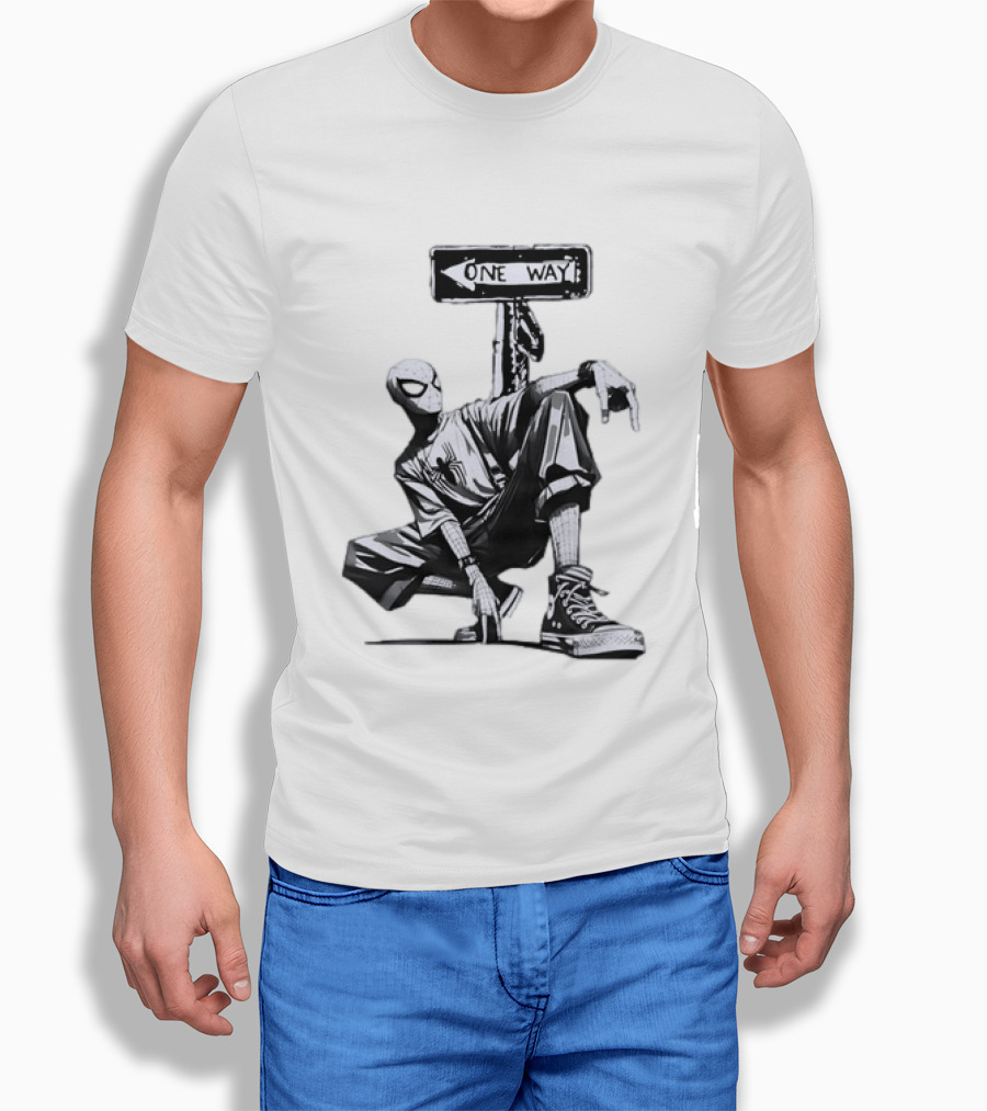 Spider Man One Way Street Pose Marvel Super Hero Converse Sneakers T-Shirt