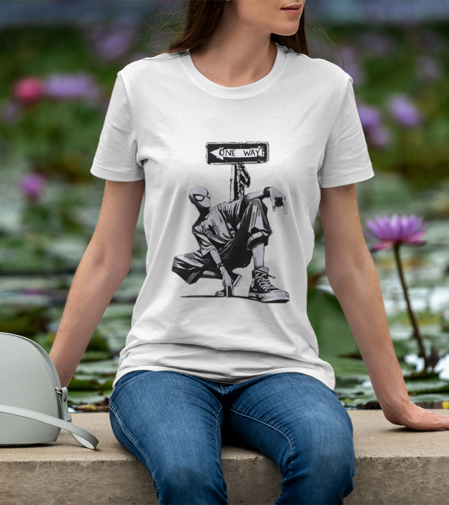 Spider Man One Way Street Pose Marvel Super Hero Converse Sneakers T-Shirt