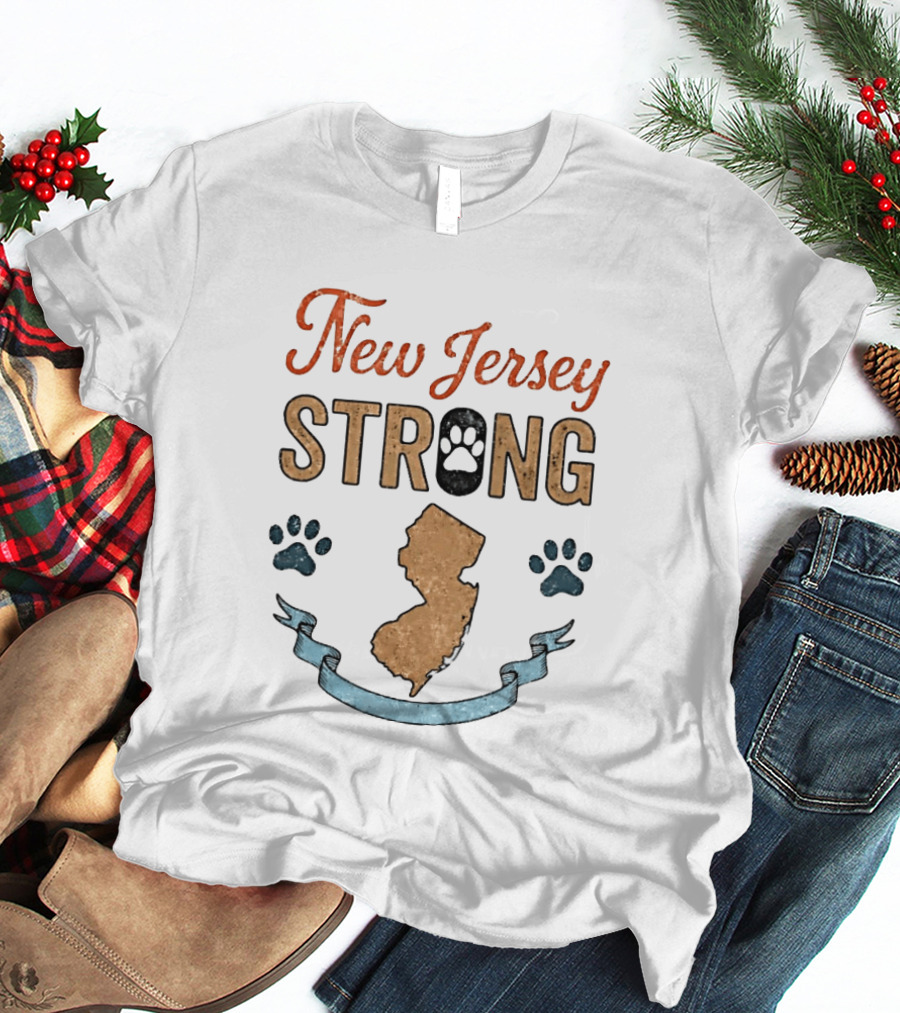 New Jersey Strong Standwithoscar Paw Print State Pride T-Shirt