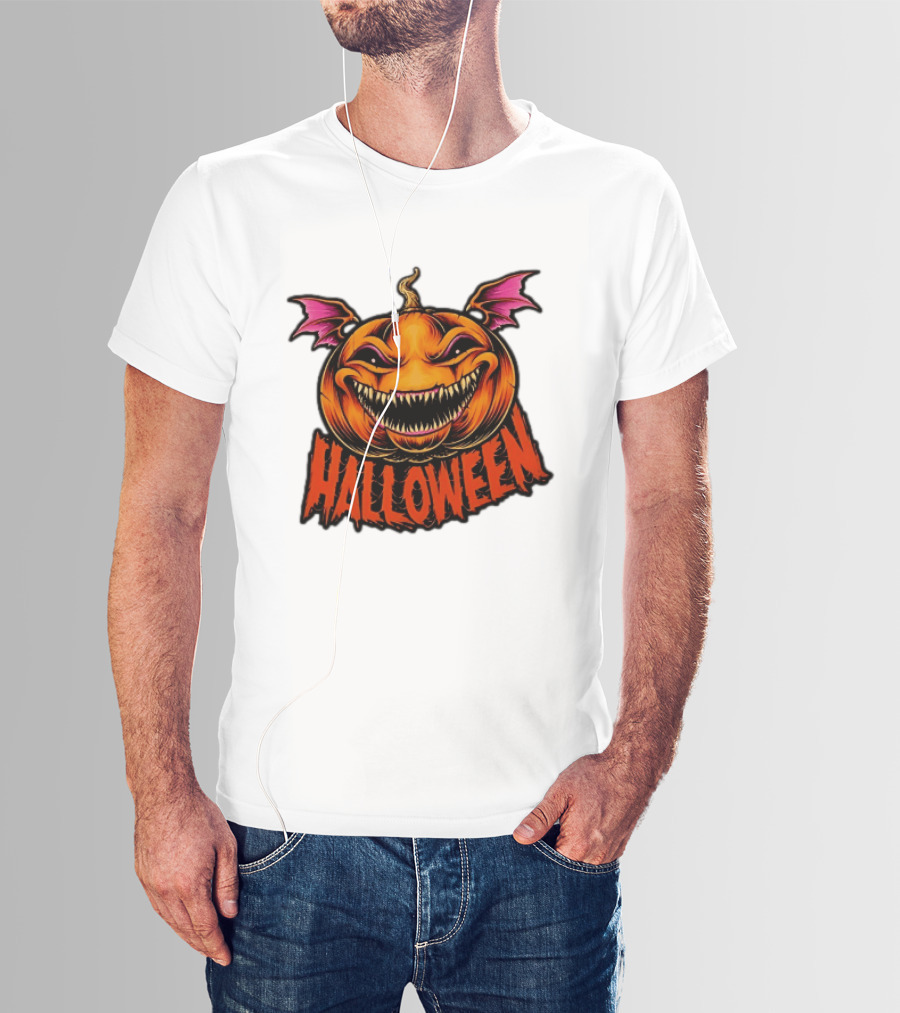Halloween Bat Winged Jack O' Lantern Pumpkin T-Shirt