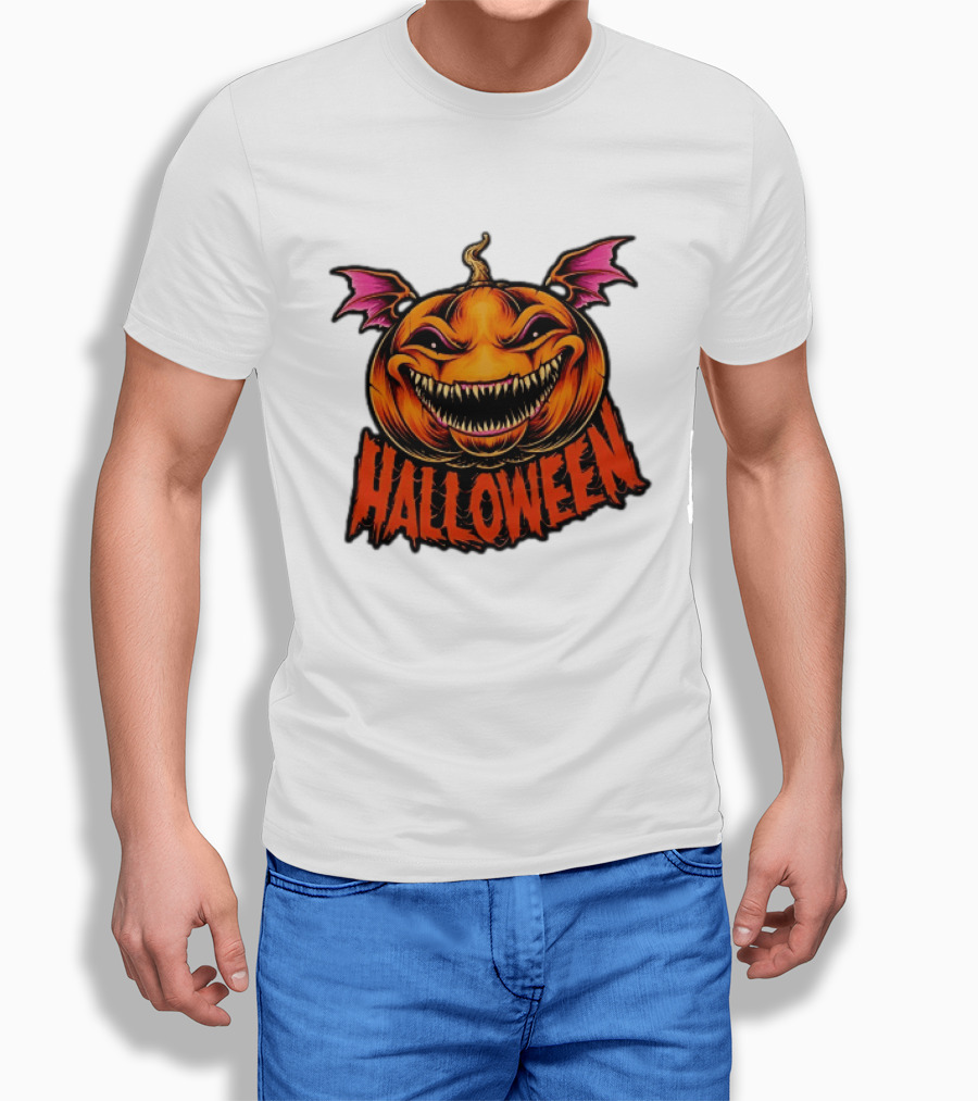 Halloween Bat Winged Jack O' Lantern Pumpkin T-Shirt
