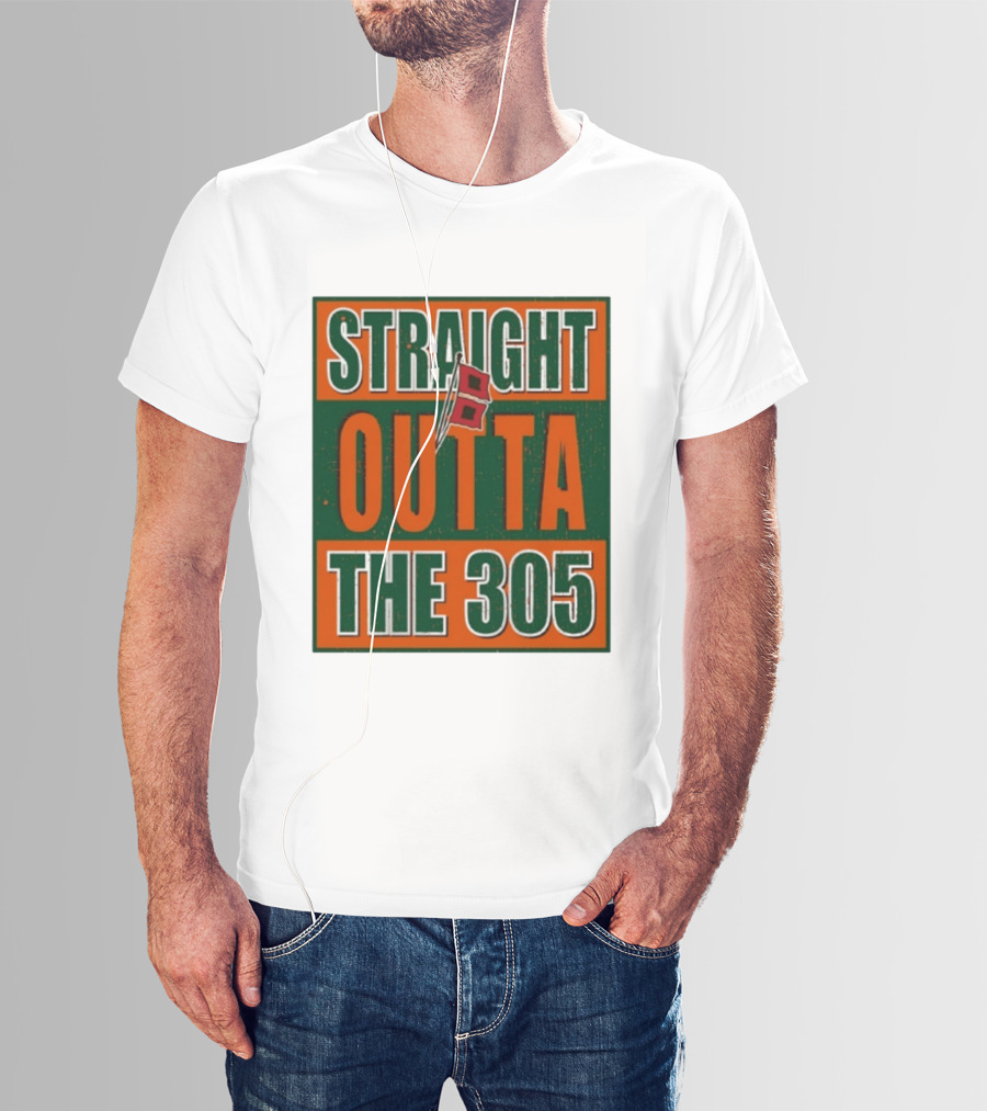 Straight Outta The 305 Miami Hurricane Spirit Flag T-Shirt