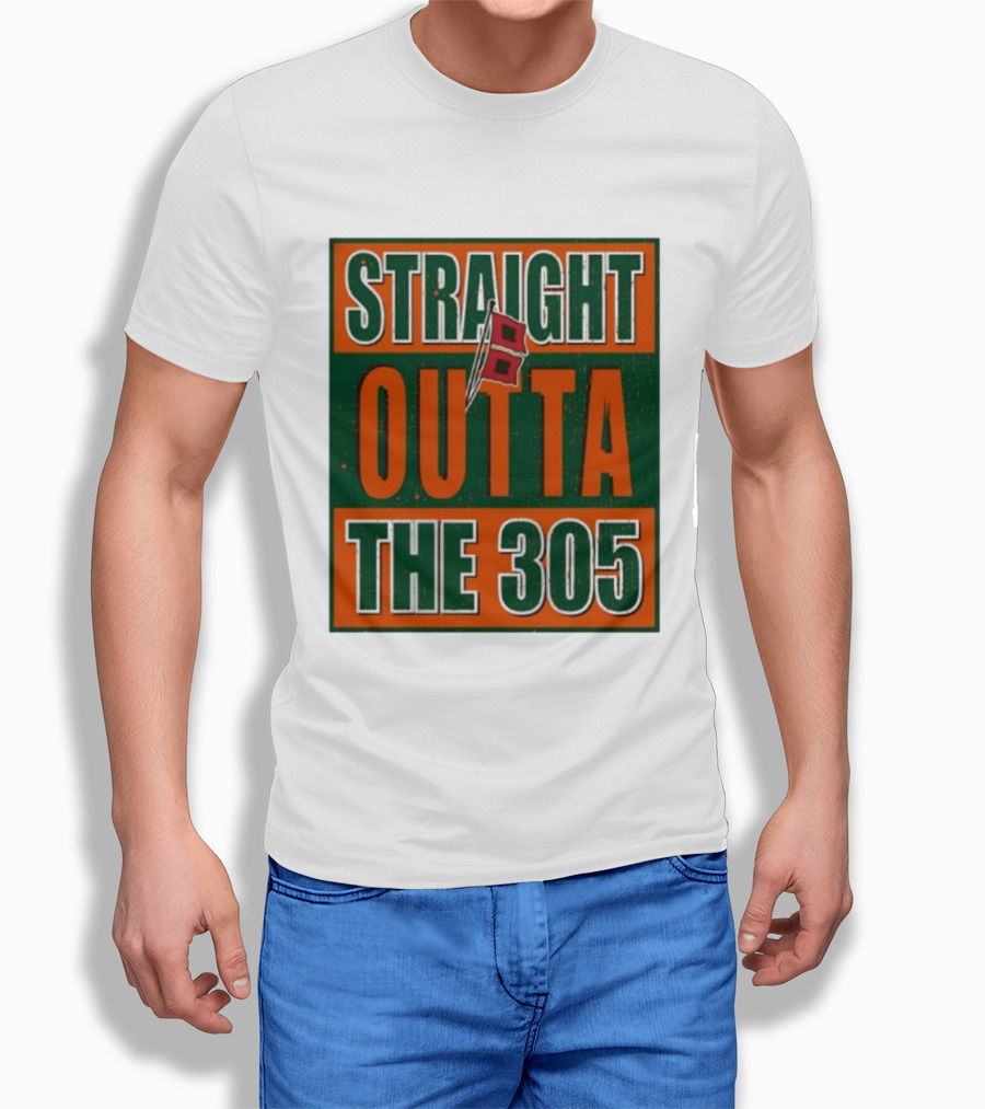 Straight Outta The 305 Miami Hurricane Spirit Flag T-Shirt