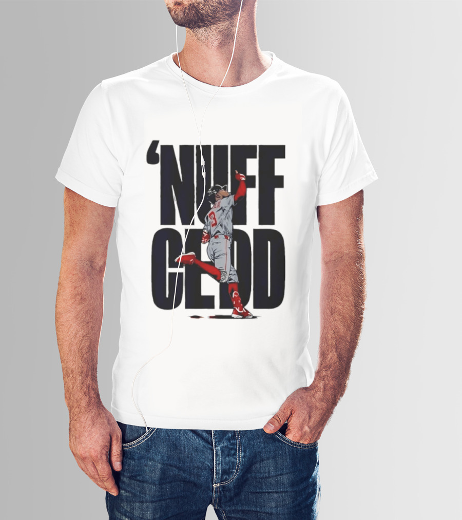 Nuff Cedd Baseball Player Number 9 Running Bases Pointing Up T-Shirt