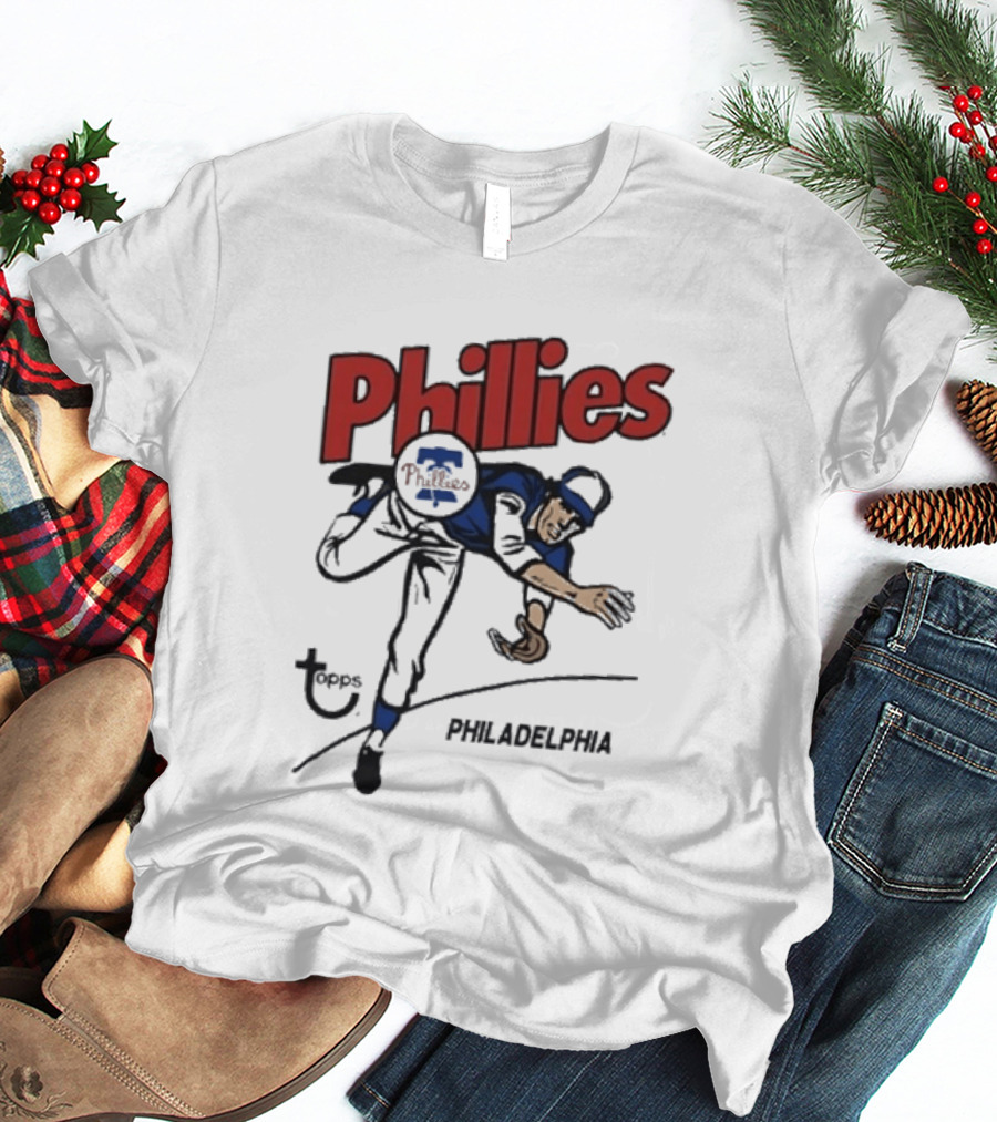Topps Phillies Philadelphia Baseball Pitcher T-Shirt