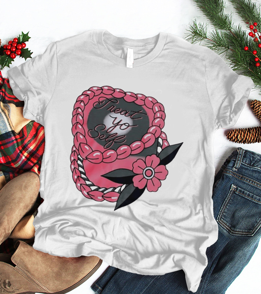 Treat Yo Self Floral Lei Parks And Recreation Pink Flower T-Shirt