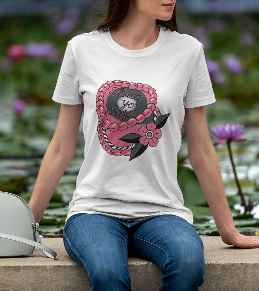 Treat Yo Self Floral Lei Parks And Recreation Pink Flower T-Shirt