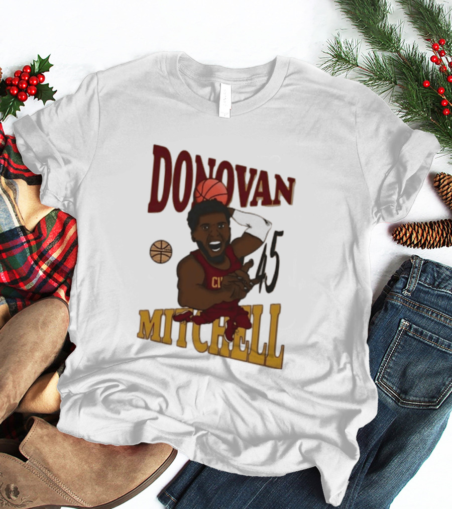 Donovan Mitchell Cleveland Cavaliers Basketball Number 45 Dunking T-Shirt
