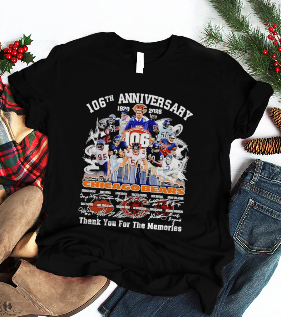 106th Anniversary Chicago Bears 1919 2025 Thank You For The Memories Mike Singletary Signatures T-Shirt