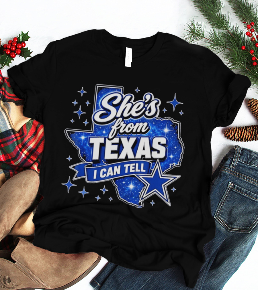 She's From Texas I Can Tell Star Blue Texas T-Shirt