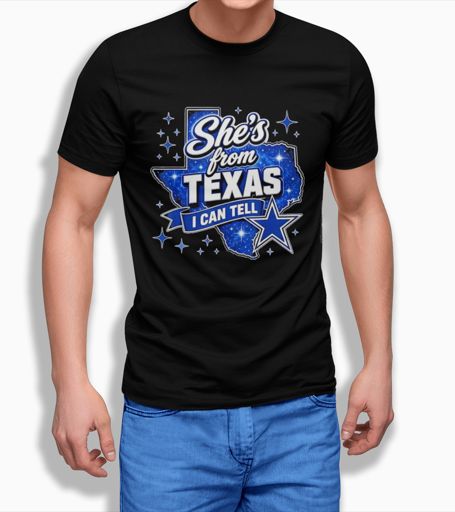 She's From Texas I Can Tell Star Blue Texas T-Shirt