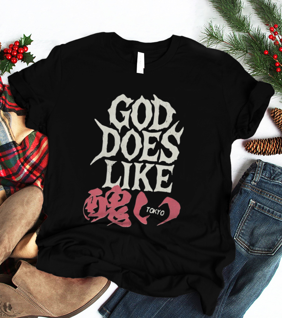 God Does Like Tokyo Japanese Kanji Soul Distressed T-Shirt