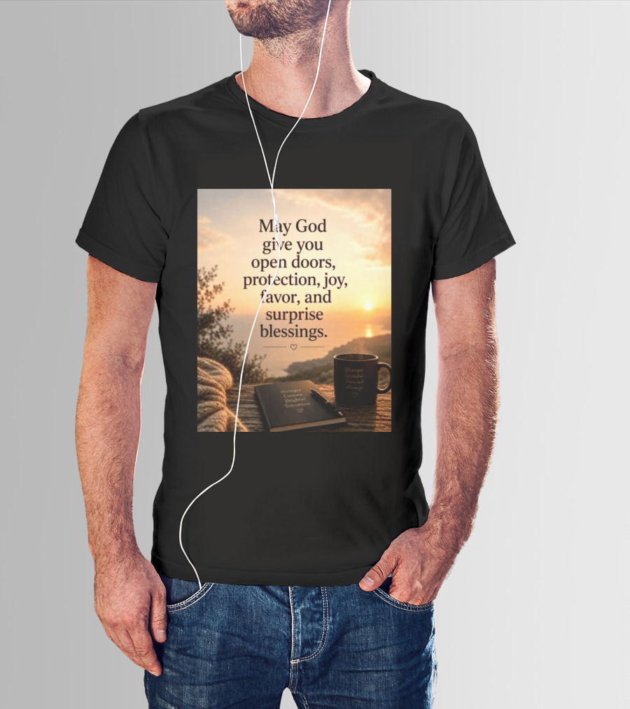 May God Give You Open Doors Protection Joy Favor Surprise Blessings Inspirational Message T-Shirt