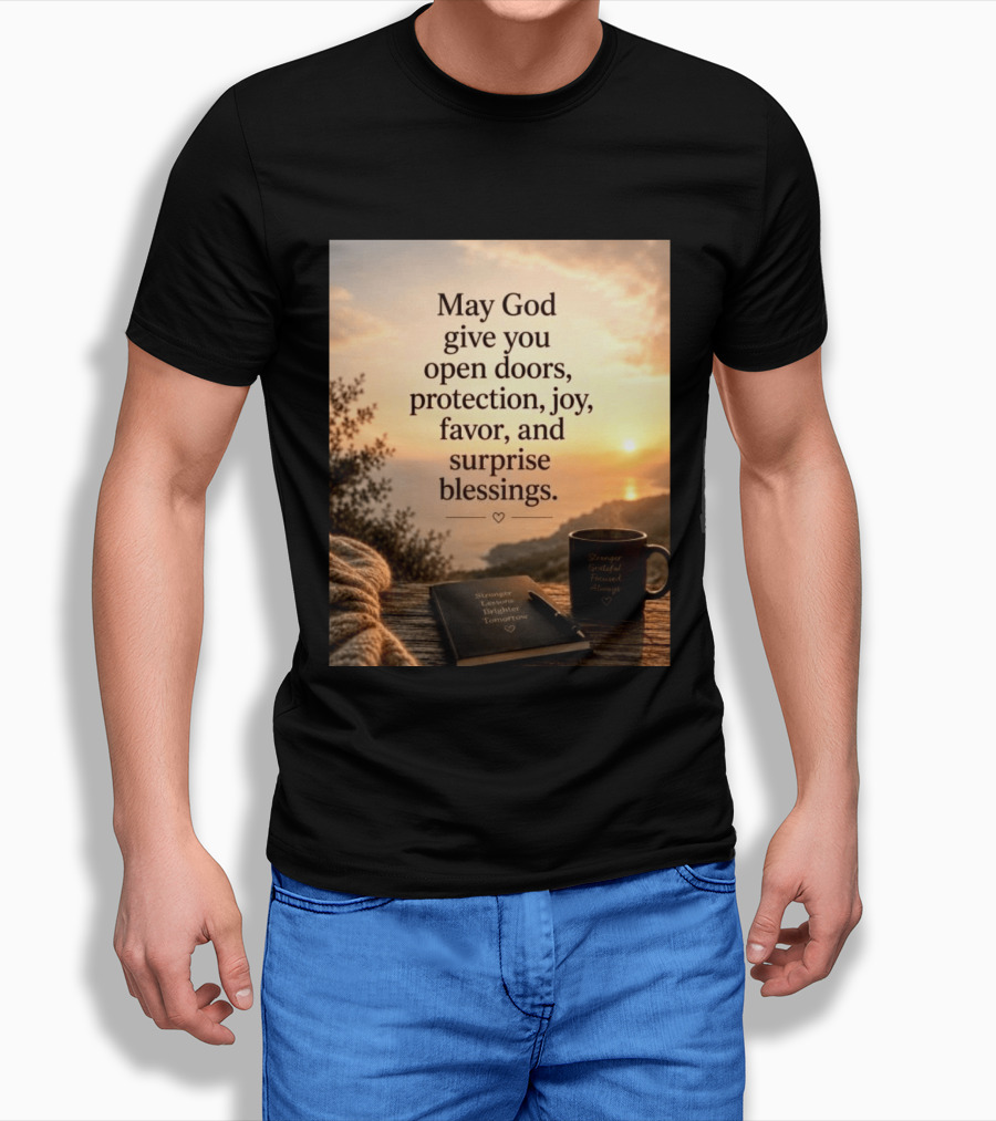 May God Give You Open Doors Protection Joy Favor Surprise Blessings Inspirational Message T-Shirt