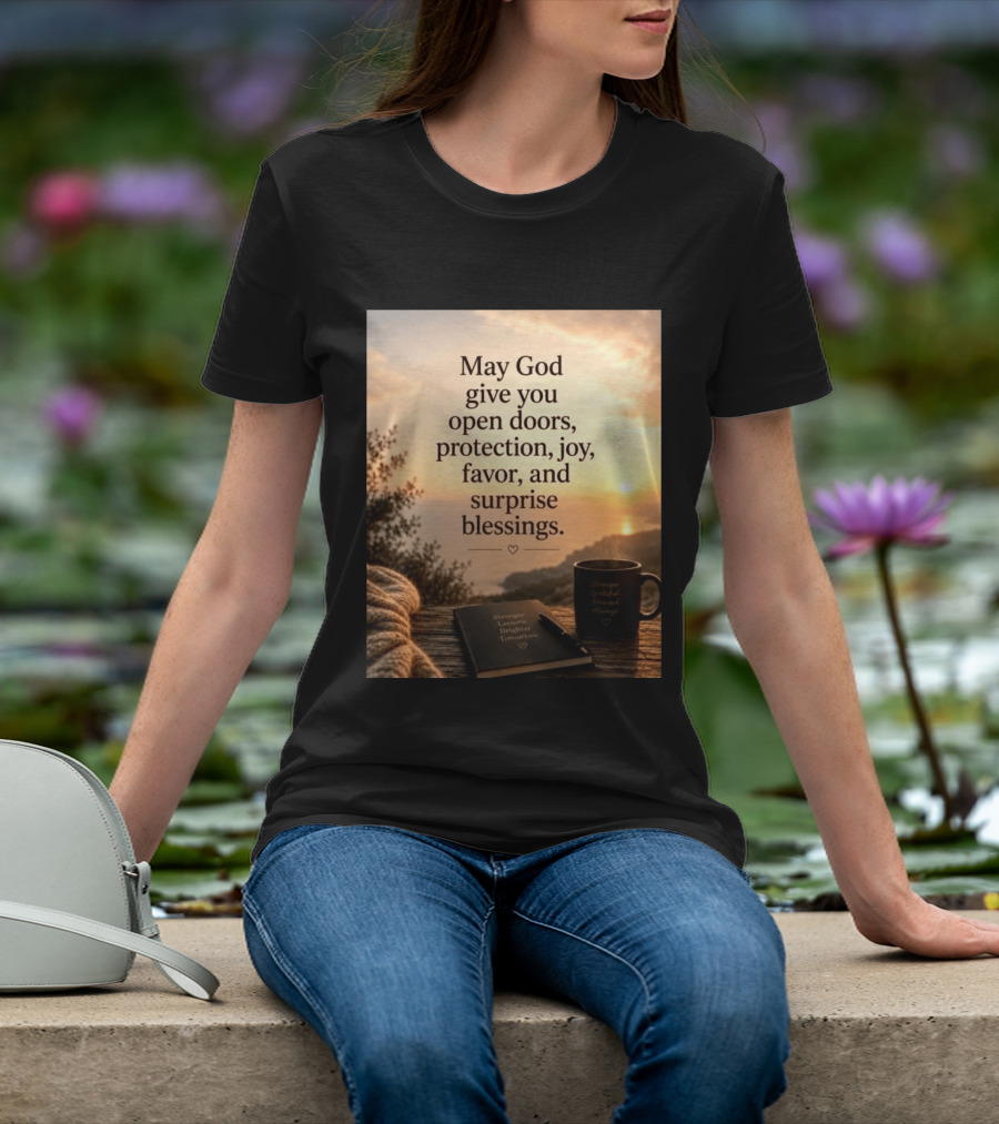 May God Give You Open Doors Protection Joy Favor Surprise Blessings Inspirational Message T-Shirt