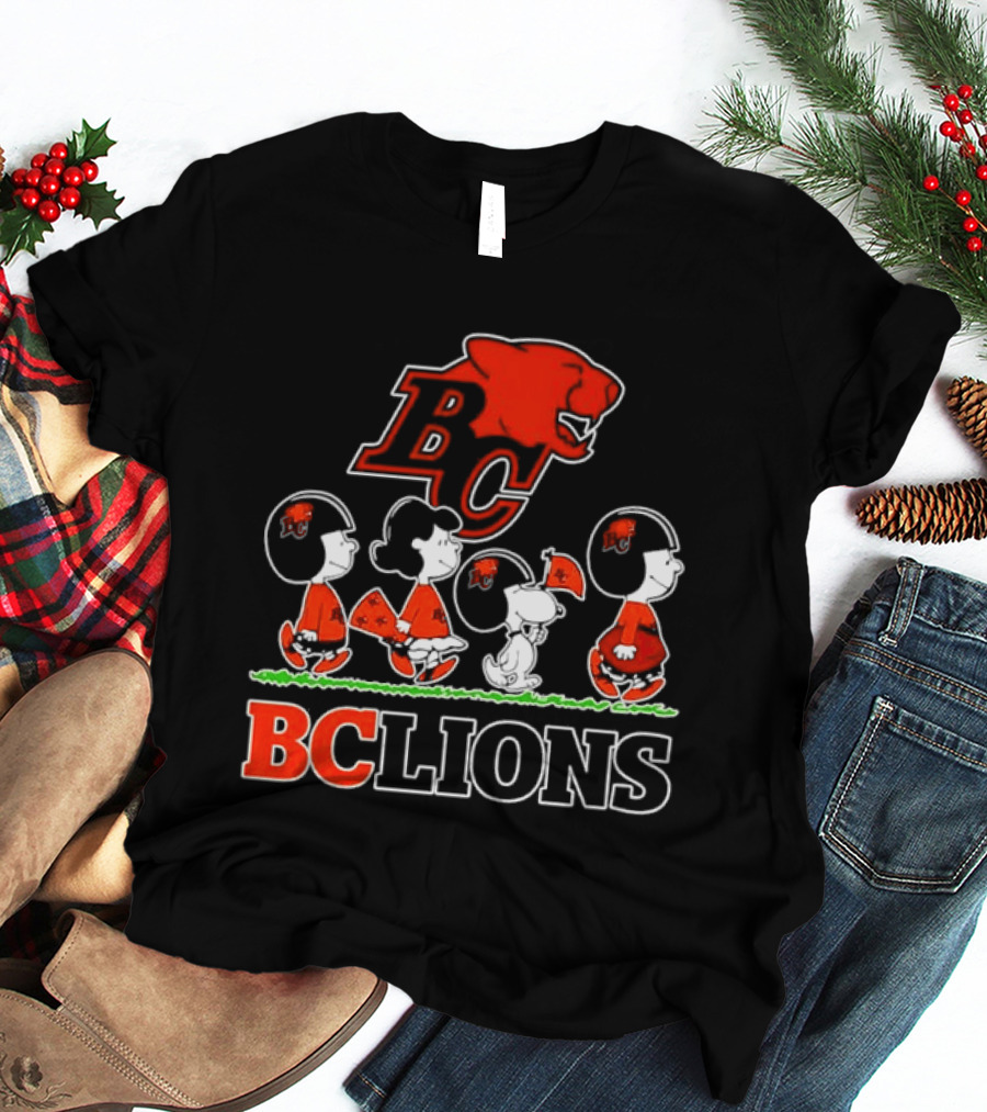 Peanuts Characters Collaboration With BC Lions CFL Team T-Shirt