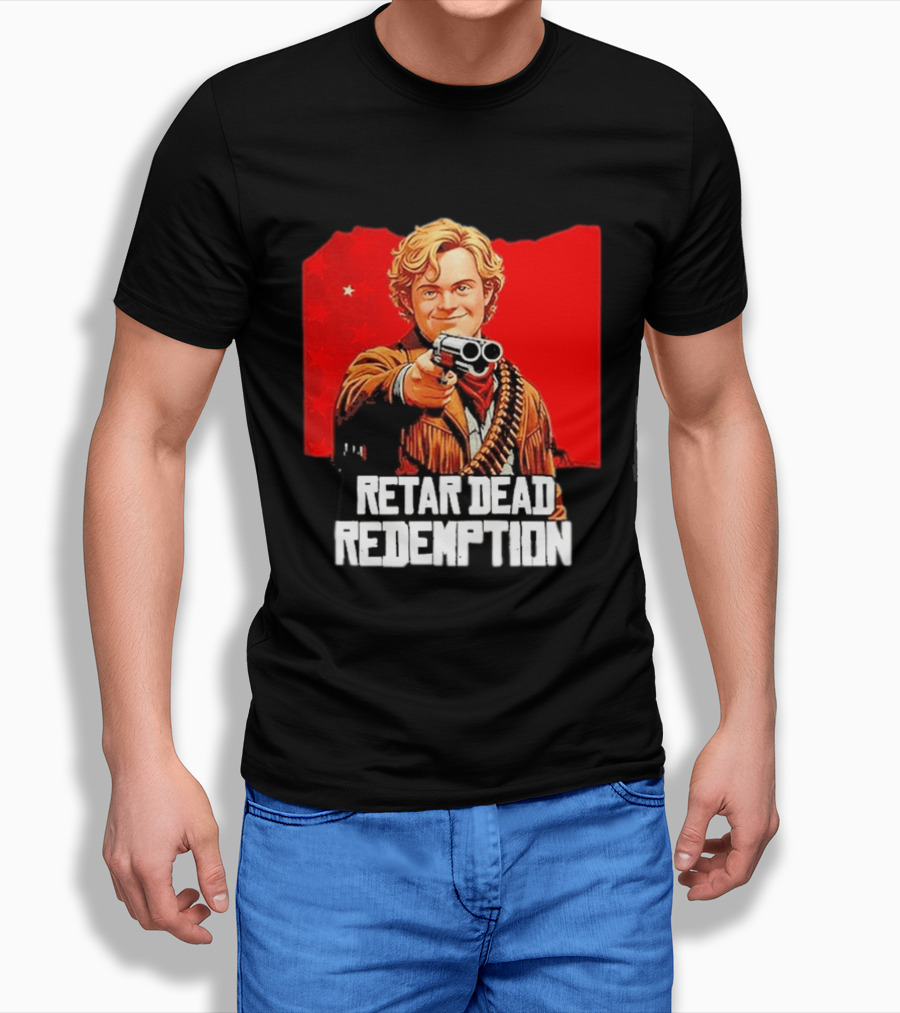 Retar Dead Redemption Western Cowboy And Revolver T-Shirt