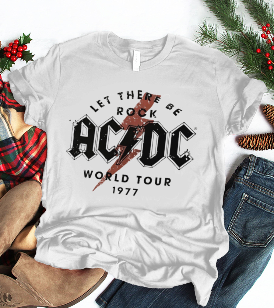 AC DC Let There Be Rock 1977 World Tour Lightning Bolt T-Shirt