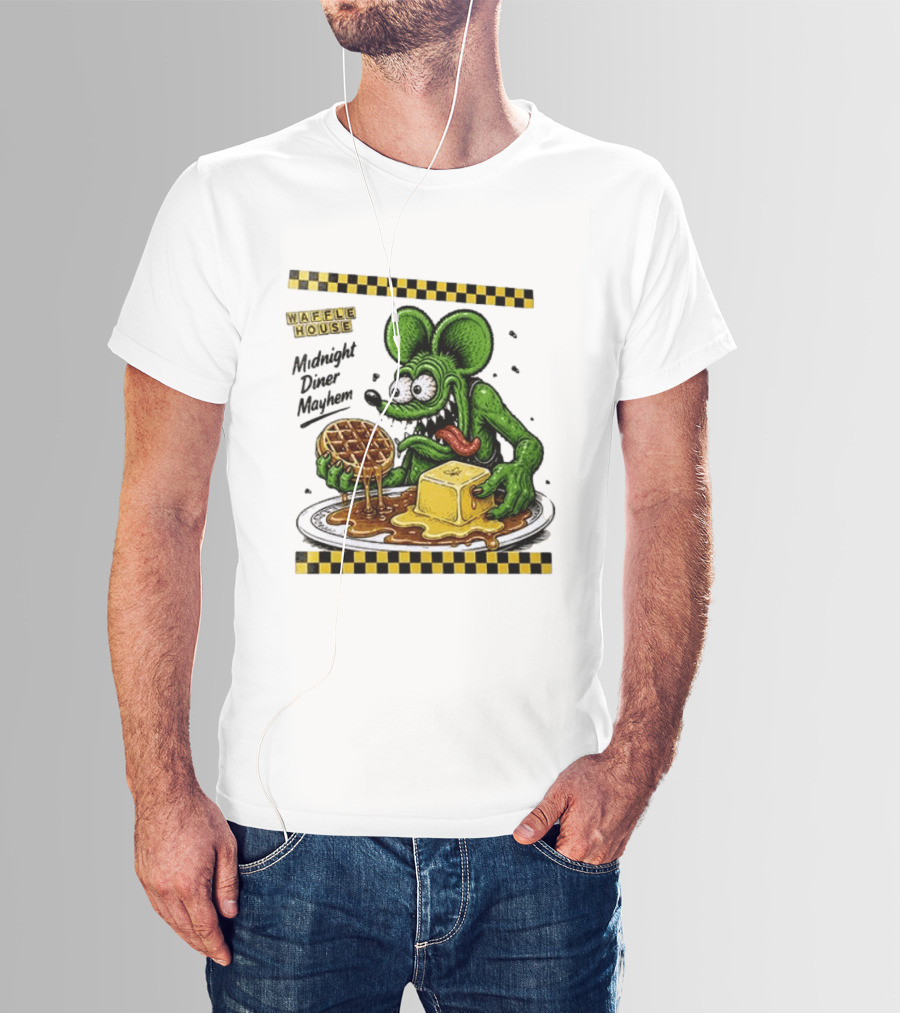 Rat Fink Waffle House Midnight Diner Mayhem Stay Golden T-Shirt