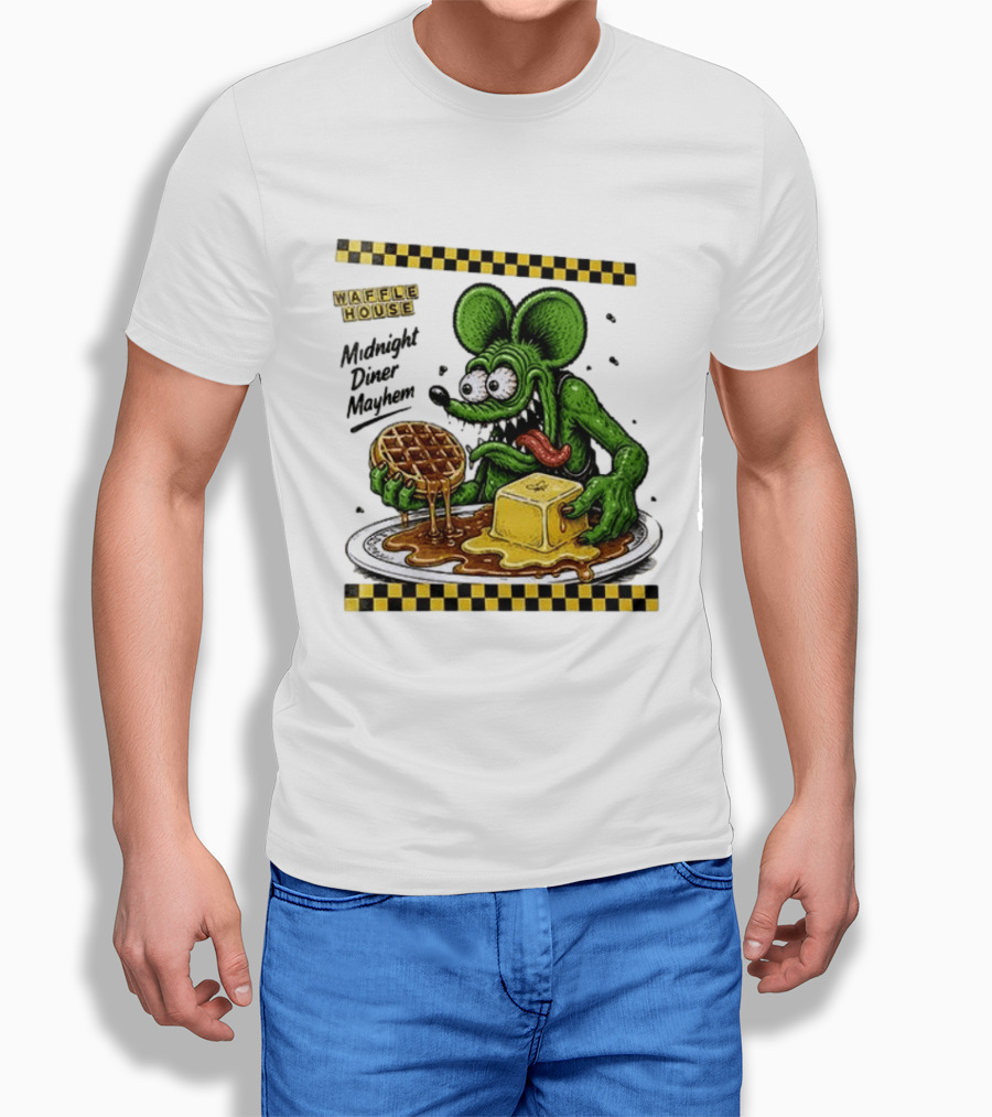 Rat Fink Waffle House Midnight Diner Mayhem Stay Golden T-Shirt