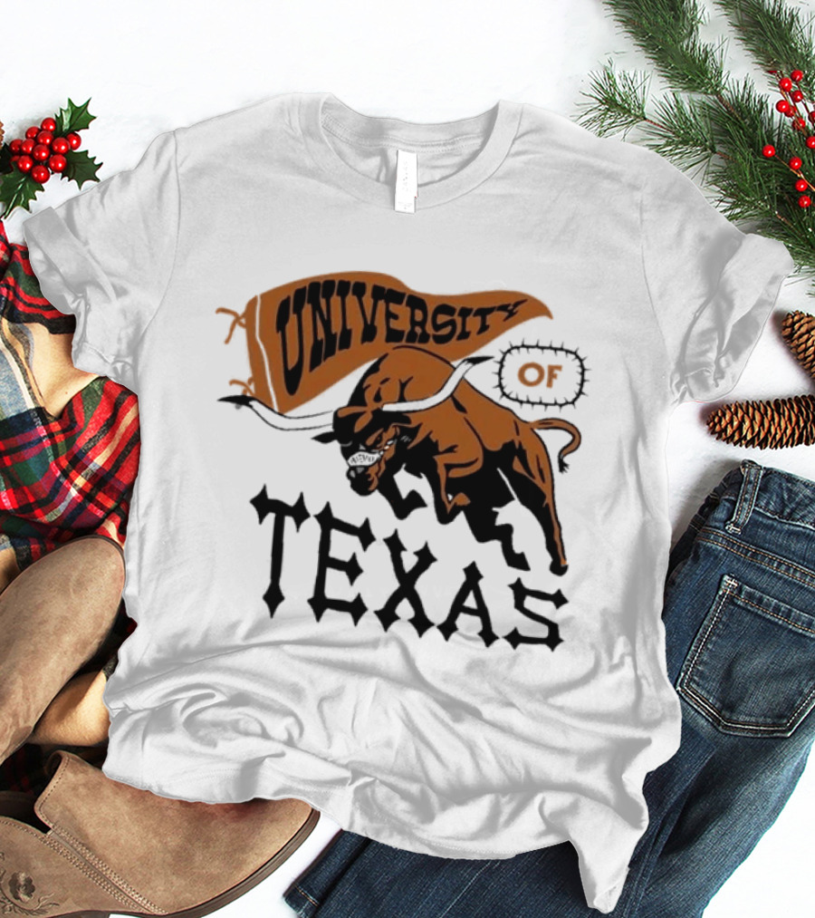 University Of Texas Longhorns Bull Mascot Banner T-Shirt