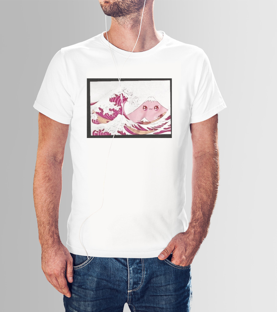 Kawaii Great Wave Pink Mountain Anime T-Shirt