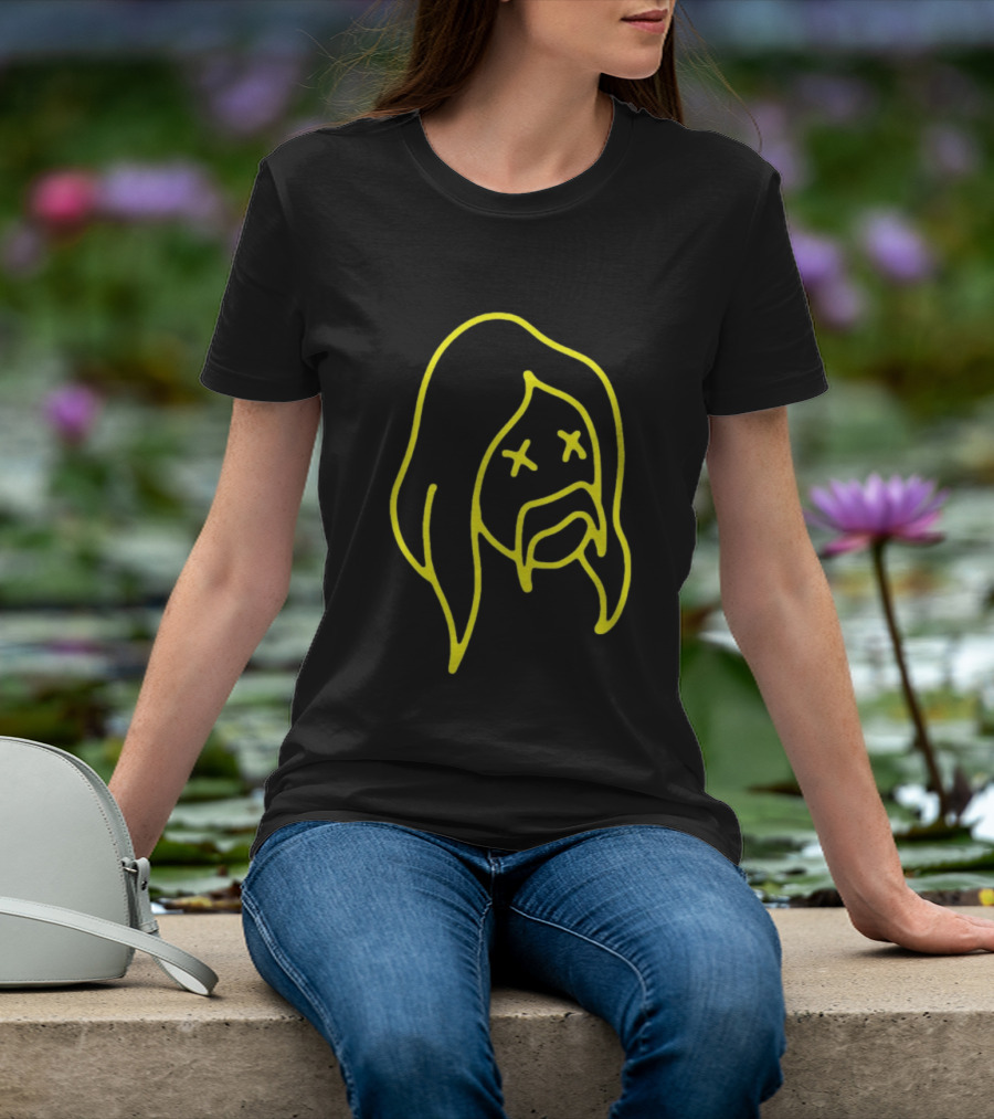 Austin Meade Store Blackout Black Neon Yellow Face Lines T-Shirt