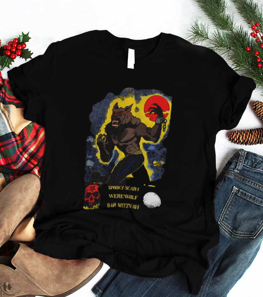 Spooky Scary Werewolf Bar Mitzvah Moonlight Night Zaidi.com T-Shirt