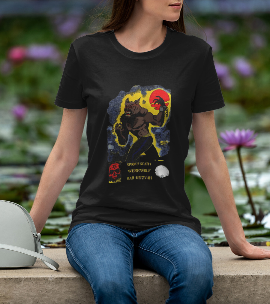 Spooky Scary Werewolf Bar Mitzvah Moonlight Night Zaidi.com T-Shirt