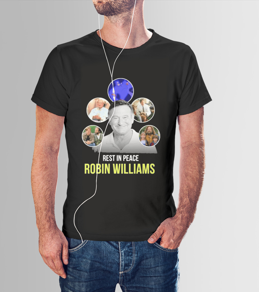Rest In Peace Robin Williams Aladdin Genie Mrs. Doubtfire Jumanji Good Will Hunting T-Shirt