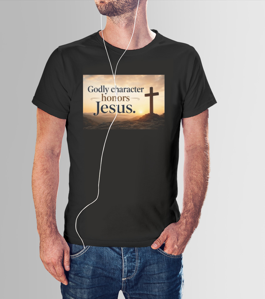 Godly Character Honors Jesus Cross At Sunset T-Shirt