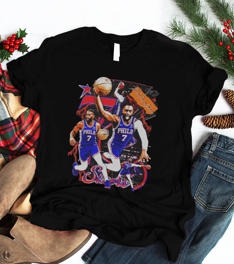 Tyrese Maxey Philadelphia Sixers Basketball Phila 7 NBA Player Action T-Shirt