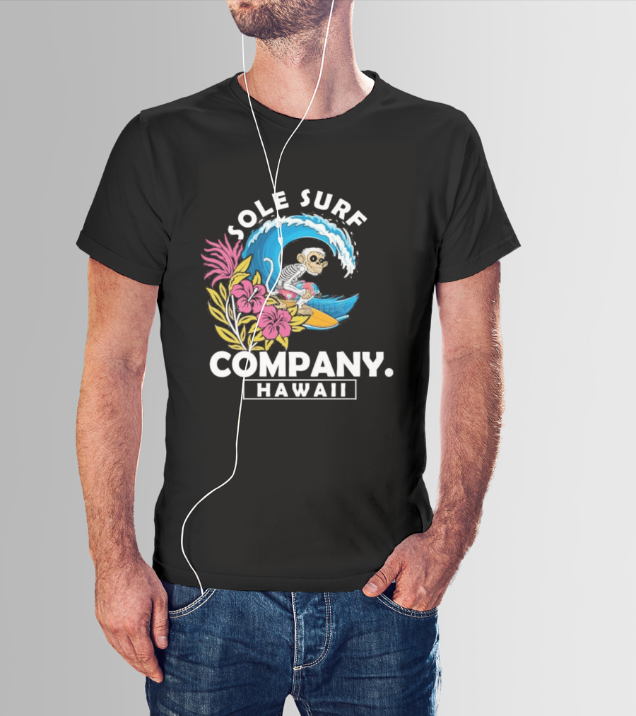 Sole Surf Company Hawaii Monkey Wave Flower Surfing T-Shirt